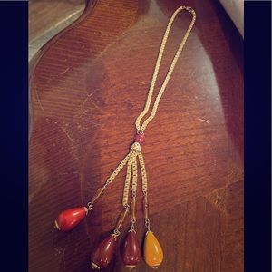 Necklace box chain w/ multicolored beads dangling
